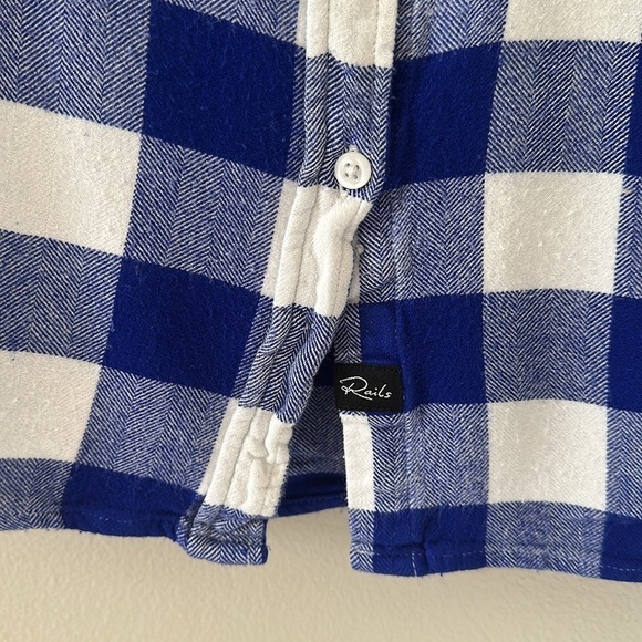 Rails Womens Sleeveless Blue Check Button Down Shirt Sz Small Coastal Preppy - Picture 7 of 10